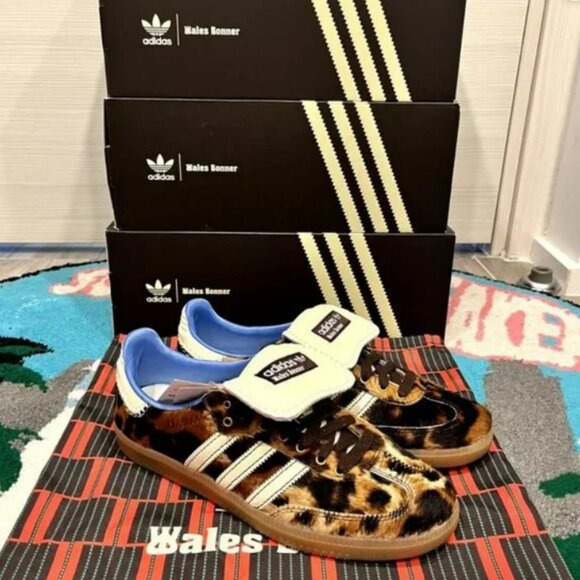 New Adidas x Wales Bonner Samba Pony Leopard Print Women's Sneaker - Picture 2 of 6